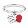 Anillo doble placa corazon rojo