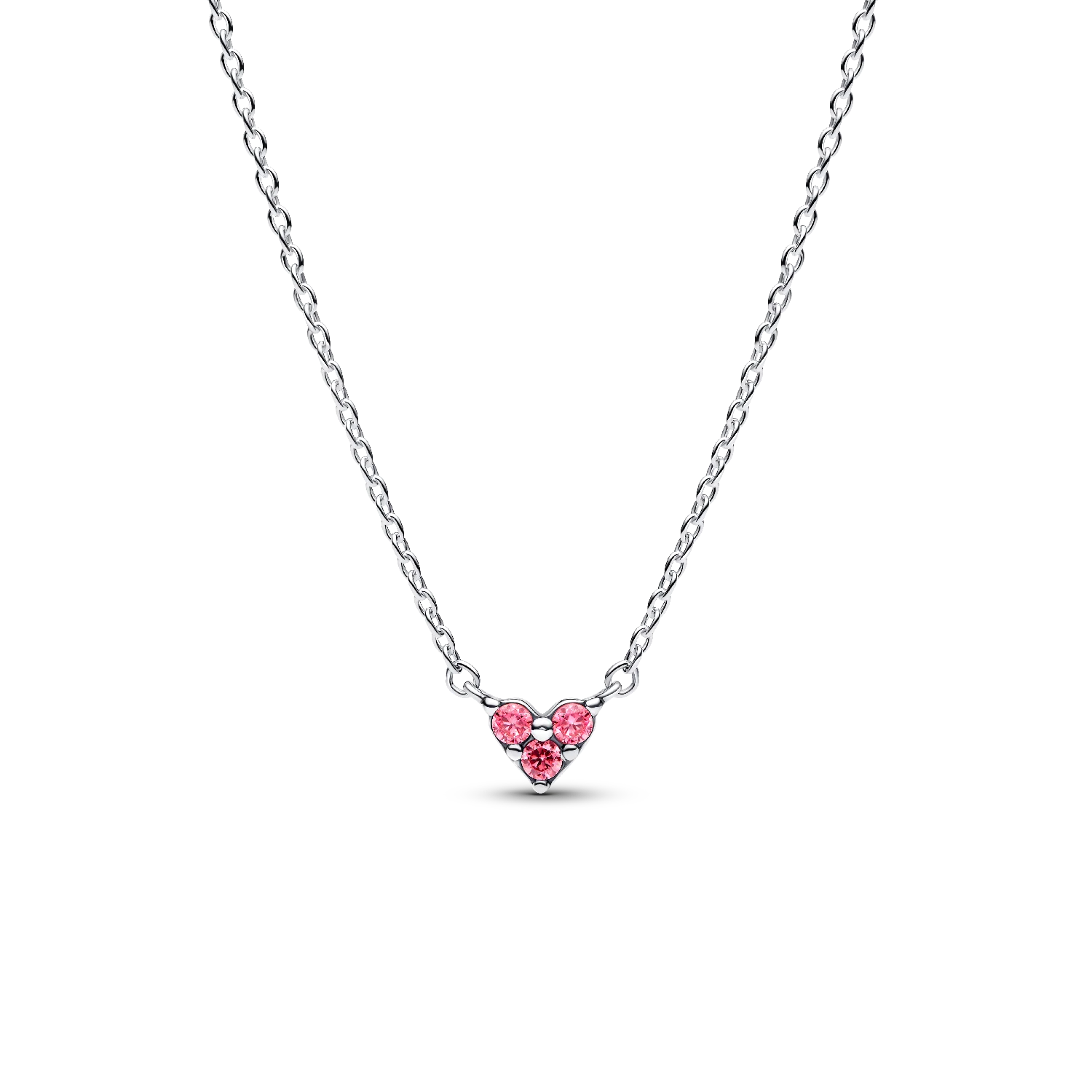 Collar Pandora corazon triple rosa